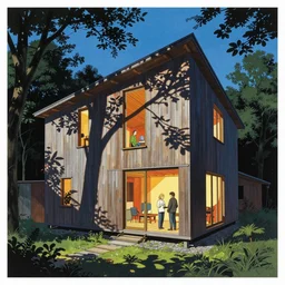 ( ( gediminas pranckevicius ) ) house by kengo kuma, art by lois van baarle, yoshiyuki sadamoto, by chiara bautista, james jean, copic marker, very coherent, sharp, colorful high contrast, dark shadows, hard lighting