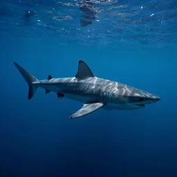 Shadow of a giant shark beneath the surface, 4k photo