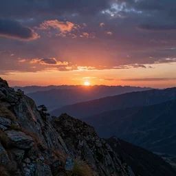 enormously detailed hd photo of colorful sunset on mountains, atmospheric lighting, highly quality detailed fantasy painting, 8K detail post-processing