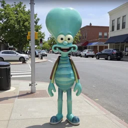 Handsome Squidward posing for Google Street View, 8K