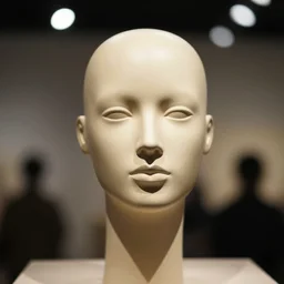 a portrait of a mannequin head 55mm lens, bokeh