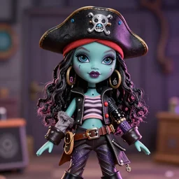 a monster high cthulhu headed doll who is a pirate, designed and created by garret sander, ultrarealistic, cinematic, photorealistic, fashion doll