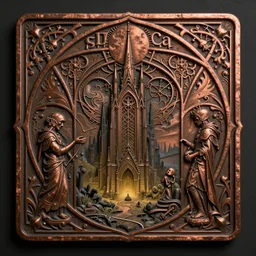 steam necropolis, memento mori, gothic, neo - gothic, art nouveau, hyperdetailed copper patina medieval icon, stefan morrell, philippe druillet, ralph mcquarrie, concept art, steampunk, unreal engine, detailed intricate environment, octane render, moody atmospheric, volumetric lighting, photorealism