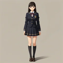 school girl in victorian dress, school uniform, seifuku, pleated miniskirt, overknee socks, battle angel alita. by rembrandt 1 6 6 7, illustration, by konstantin razumov