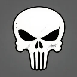 punisher skull logo by karl gerstner, monochrome, symmetrical