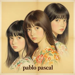 “ pablo pascal portrait by ikenaga yasunari and ayana otake and ko rakusui, 6 0 s poster, drawing, realistic, sharp focus, japanese, dreamy, nostalgia, faded, golden hues, floral clothes ”