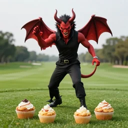 4 5 mm 1 9 7 7 cookbook food photography of a cosplayer on a golf course summoning a demon, photography by tyler mitchell johfra bosschart
