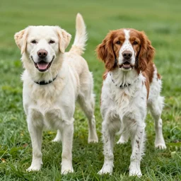 a dog that is a mix of an American Brittany and a red and white English Setter