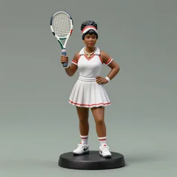 80mm resin detailed Miniature of a Hattie McDaniel in tennis wear, necklace ;Miniature product Photo, 4K, Full body
