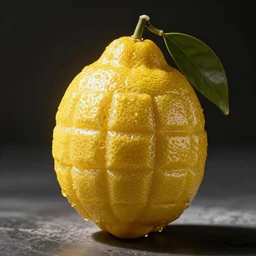 lemons designed like a grenade imprints in the lemon