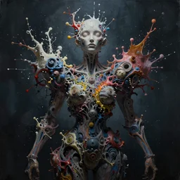 stunning, breathtaking, awe - inspiring award - winning biomorphic anthropomorpic concept art splatter painting, extremely moody lighting