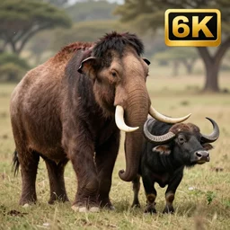 a hybrid between a mammoth and a buffalo, photography, award - winning, national geographic channel, discovery channel, 8 k