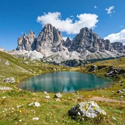 lava lake in the dolomites mountains