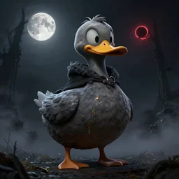 an ultra detailed 3 d illustration of the hunter from bloodborne as a large cartoon duck, let's get dangerous, in the style animation of darkwing duck, digital art, dark fantasy, concept art, soulslike, by alphonse mucha and greg rutkowski, cinematic, blood moon eclipse, ominous night mist, unreal engine, octane render, artstation, 8 k