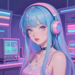 retro 9 0 s, lofi girl aesthetic, pastel, vaporwave colors, black anime girl, futuristic, indie, hyperrealistic painting, by stanley twardowicz, ilya kuvshinov, rossdraws