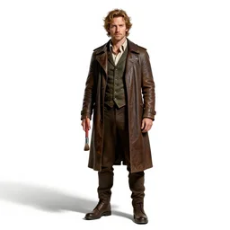 noble archaeologist with brush, photorealistic portrait photography, full body, standing, isolated on a pure white background, centered, whole figure in frame, sharp focus, studio lighting