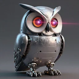 a robot mechanical owl with killer laser eyes. this 4 k hd image is trending on artstation, featured on behance, well - rendered, extra crisp, features intricate detail and the style of unreal engine. volumetric lighting