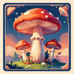 HD Art Deco styled poster of Retro futuristic mushroom 4k, artstation