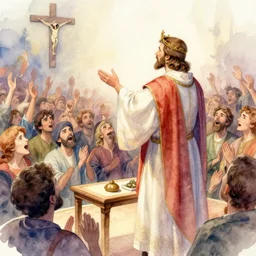 a highly detailed watercolor of prince as a preacher giving a sermon during the rapture, telling the congregation to go crazy, crowd uproar, lightning bolts, sunbeams, art by tim white, digital painting, artstation, smooth, super 8, dynamic lighting by delphin enjolras, ultrarealistic, cinematic, octane render