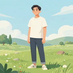 a man in the art style land art