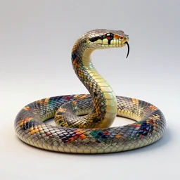 a beautiful 3 d render of an ornate snake with brilliantly coloured skin, by ellen jewett