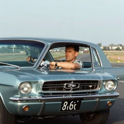 photo from the 1 9 6 0 s of human cthulhu driving his 1 9 6 1 ford mustang, one arm out the window, driving down route 6 6, 8 k, award winning photography