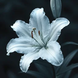 single flower, lily, cool colour palette, ethereal, intricate details, elegant, infini - d - render,