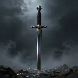 a black sword surrounded by dark mist, artstation