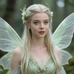 older anya taylor - joy as a beautiful fairy, 8 k resolution hyperdetailed photo realistic, extremely high quality and life like
