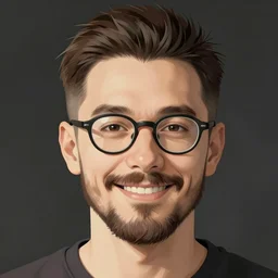 a buff smiling man, short undercut brown hair, beard, glasses, bushy eyebrows, portrait shinkai makoto studio ghibli studio key hideaki anno sakimichan stanley artgerm lau rossdraws james jean marc simonetti elegant highly detailed digital painting artstation pixiv