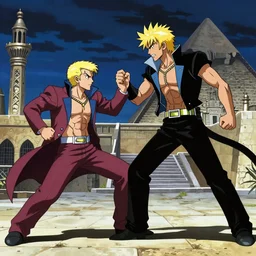 Joseph Joestar fighting Dio Brando during midnight in Egypt