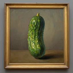 a majestic oil painting of pickle rick by Rembrandt, hanging in the louvre, incredible detail