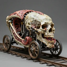 boxcar made of human flesh and bone, biomechanical railroad, highly detailed, War Photography, by H.R. Giger