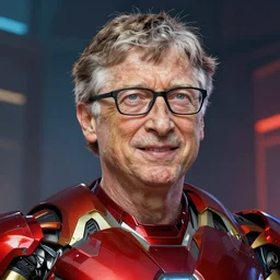 bill gates as iron man, realistic artstyle, trending on artstation, macro, intricate, vibrant, digital painting, full portrait, hd, cinematic, dramatic, ultra detailed, illustration, concept art, cinematic background, unreal engine 5, 8 k, 4 k