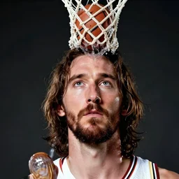 keanu reeves is jesus christ dunking a basketball long shot portrait sharp detail face