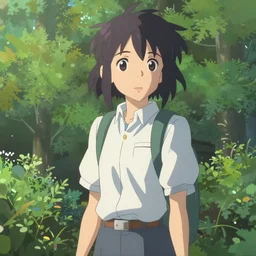 Kurisu Makise by Akihiko Yoshida, Makoto Shinkai, with backdrop of Natural Light