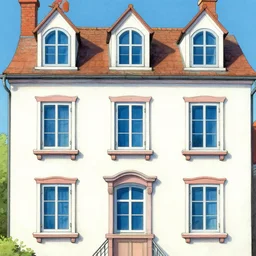 a drawing of a house with lots of windows, a storybook illustration by dr seuss, tumblr, psychedelic art, concept art, storybook illustration, whimsical