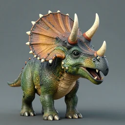 an alien spaceman with Triceratops head