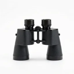 enamel binoculars, professional product shot, isolated on a pure white background, centered, entire object in frame, sharp focus, soft studio lighting
