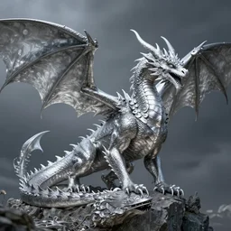 silver dragon, by greg rutkowski