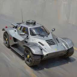 an oil painting of a ferrari scifi tank, 4 k, sharp, artstation