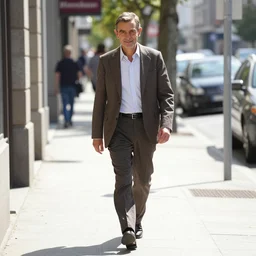 mr. bean walks down a street on a sunny day by zdzisław beksinski