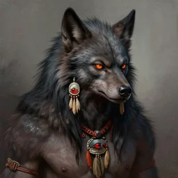 very detailed portrait painting of a Tribal Brazilian Werewolf , featured in artstation, concept art by Greg Rutkowski, WLOP, Dan Mumford, Christophe Vacher
