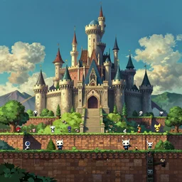 side scrolling castle landscape, studio ghibli, sharp, rendered in unreal 5, highly detailed, digital painting, artstation, dead cells, hollow knight, smooth, sharp focus, illustration, wide angle, super smash bross, terraria, wallpaper, splash art, promo art, dramatic lighting, art by artgerm and rutkowski and bo chen and jin xiaodi