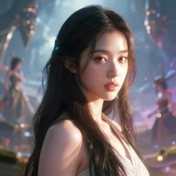 portrait of a beautiful hoyeon jung, fantasy art by, lois van baarle, ilya kuvshinov, tom bagshaw, global illumination, radiant light, detailed and multiversal environment