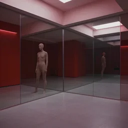 dark matter red art house future schizophrenia limbo hipper reflection in the mirror octane room stratification of consciousness full HD 8K resolution