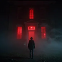 photograph of paranormal activity by chris raimo art, scary, red lights, 1 9 1 6, fog, atmospheric