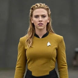 portrait of scarlett johansson as lagertha, in starfleet uniform, from the tv series vikings