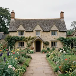 (((((((victorian english cottage with a stone path and a flower garden))))))) . muted colors. by Jean-Baptiste Monge !!!!!!!!!!!!!!!!!!!!!!!!!!!!!!!!!!!!!!!!