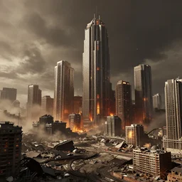 octane render, city nuclear fall - out, matte painting, future city